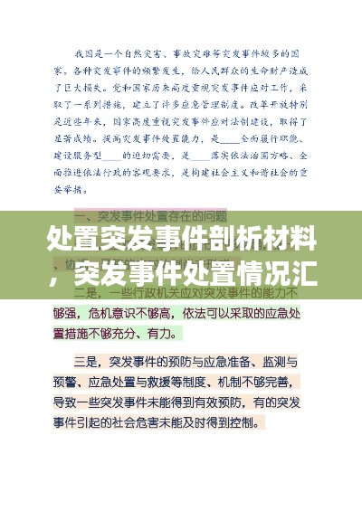 处置突发事件剖析材料,突发事件处置情况汇报