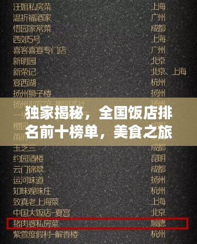 独家揭秘,全国饭店排名前十榜单,美食之旅从这里开始!