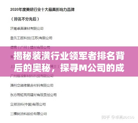 揭秘装潢行业领军者排名背后的奥秘,探寻M公司的成功秘诀